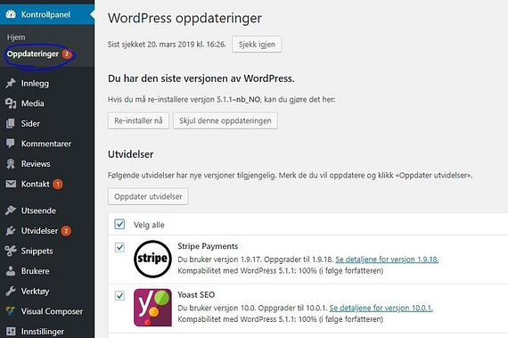 Hvordan oppdatere WordPress plugins